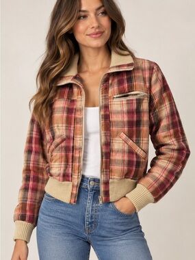 Last Kiss Y2K Plaid bomber jacket like new with out tag